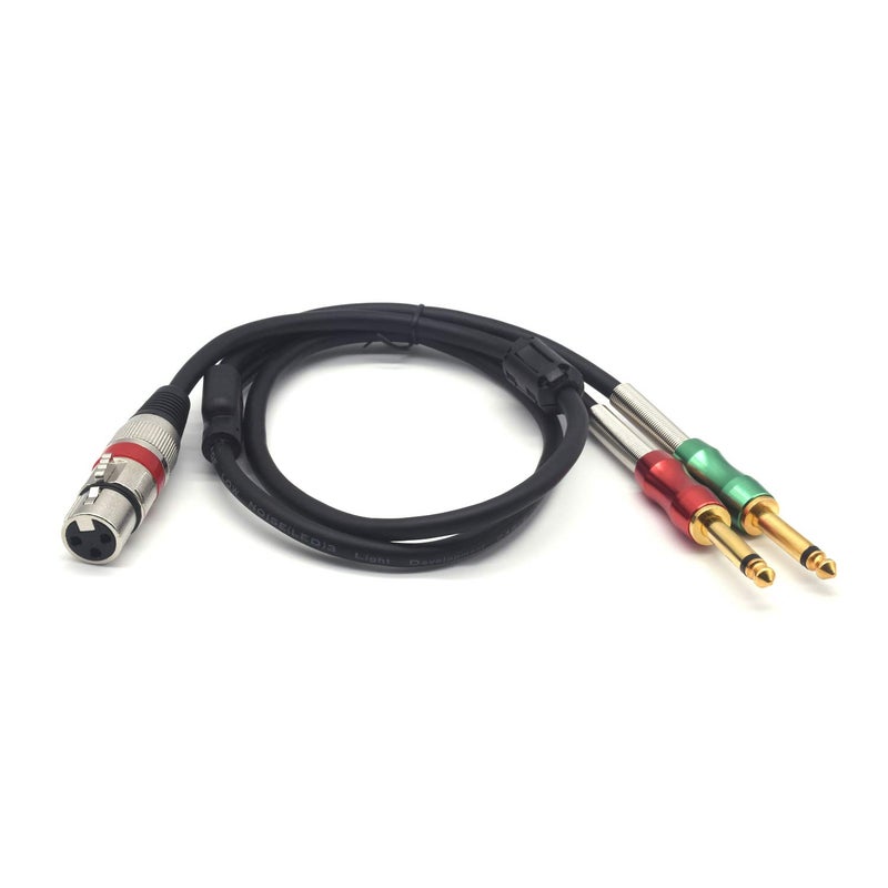 SiYear XLR Female to 6.35mm 1/4 inch Mono Male Audio Y Splitter Cable, Dual 6.35mm 1/4" Male to XLR Female 3Pin Microphone Audio Converter Adapter Cable(1m/3.3FT) - Image 2